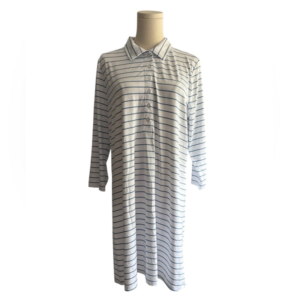 Lands’ End Polo Striped Shirt Dress size L
